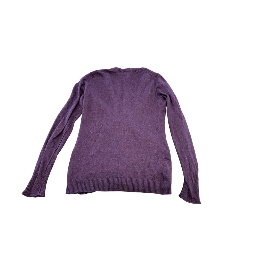 Banana Republic Italian Yarn Wool Cashmere Cardigan Purple V-Neck Sweater M - Picture 8 of 8